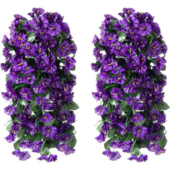 2pc Artificial Faux Hanging Flowers Plants for Outdoor Outside Summer Decoration - Picture 4 of 7